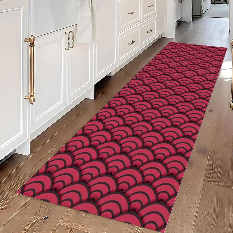 Commercial Kitchen Japanese - Red Japanese Wave Runner Rug Anti