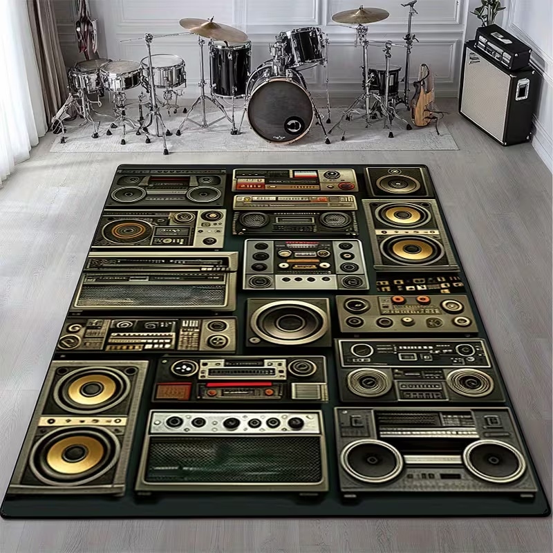 Commercial Kitchen Vinyl Flooring - Classic Music Vintage Vinyl Record Carpet