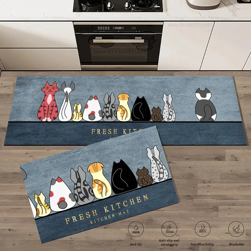 Commercial Kitchen Vinyl Flooring - Cat Kitchen Corner Long Floor Mat