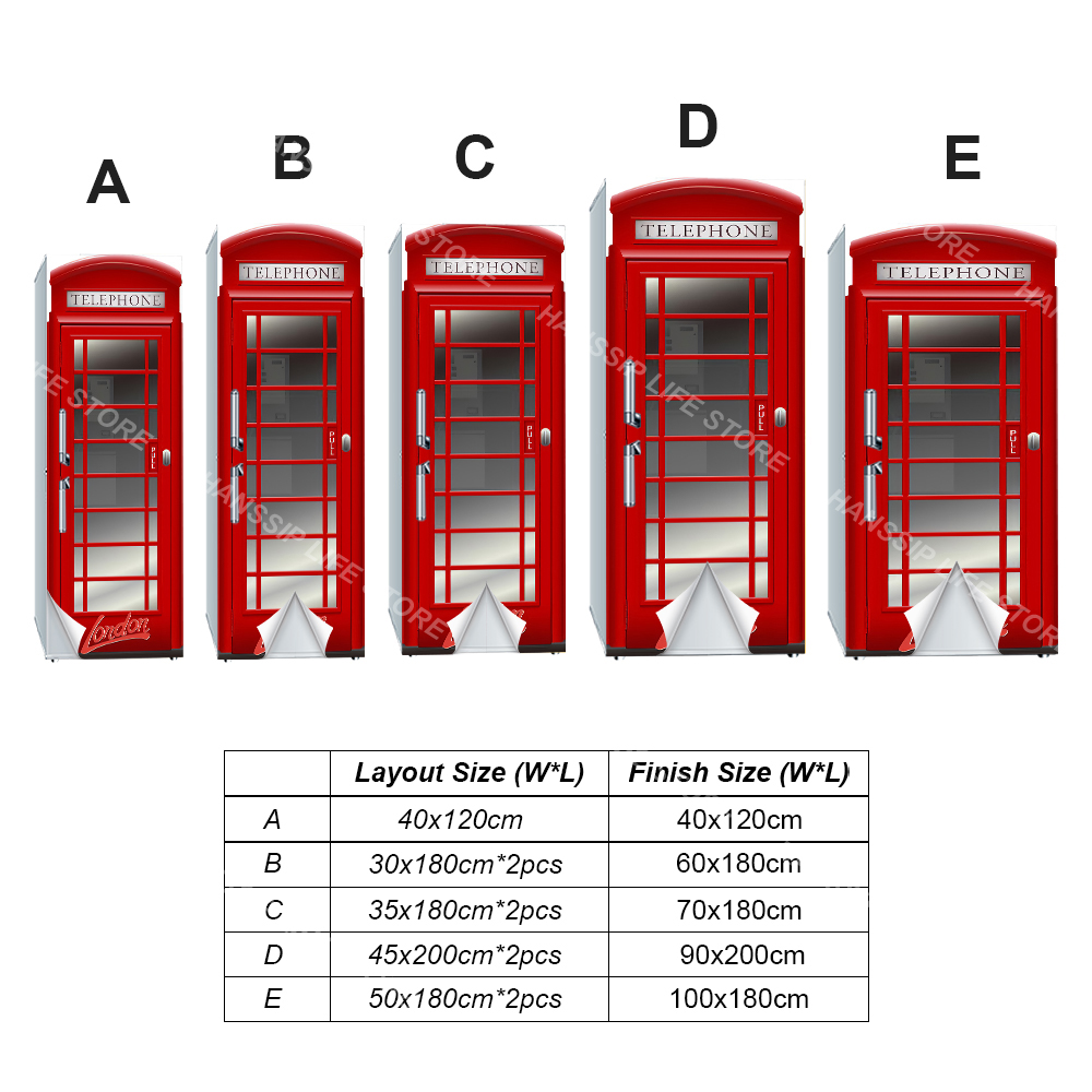Retro Phone Booth Printed Refr - Commercial Kitchen Wall 评论和价格