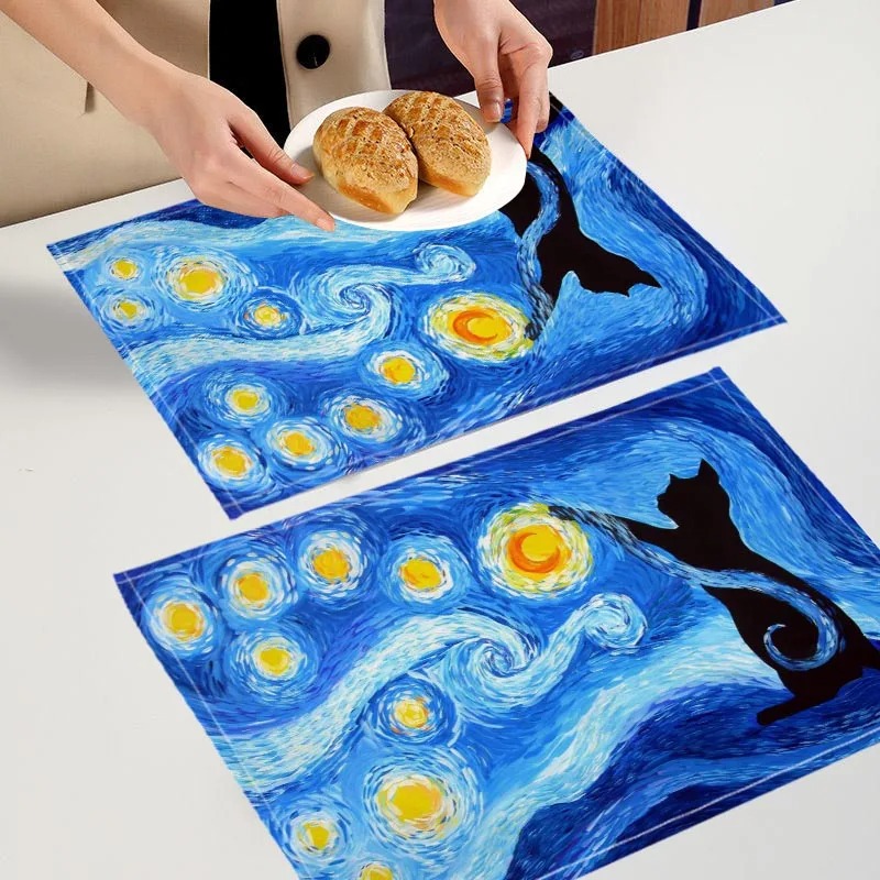 Van Gogh Art Style Placemat, B - Commercial Kitchen Table 评论和价格