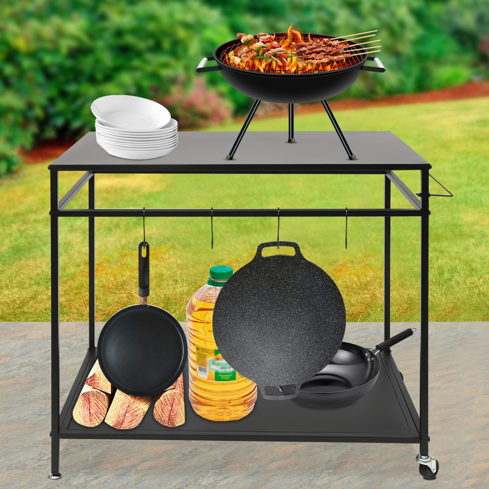 Double-Shelf Movable Cooking T - Commercial Kitchen Table 评论和价格