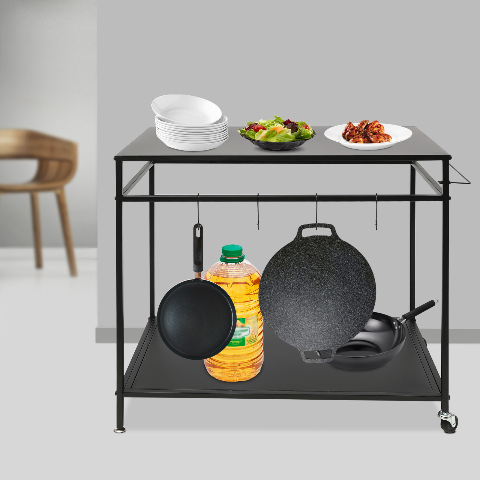 Double-Shelf Movable Cooking T - Commercial Kitchen Table 评论和价格