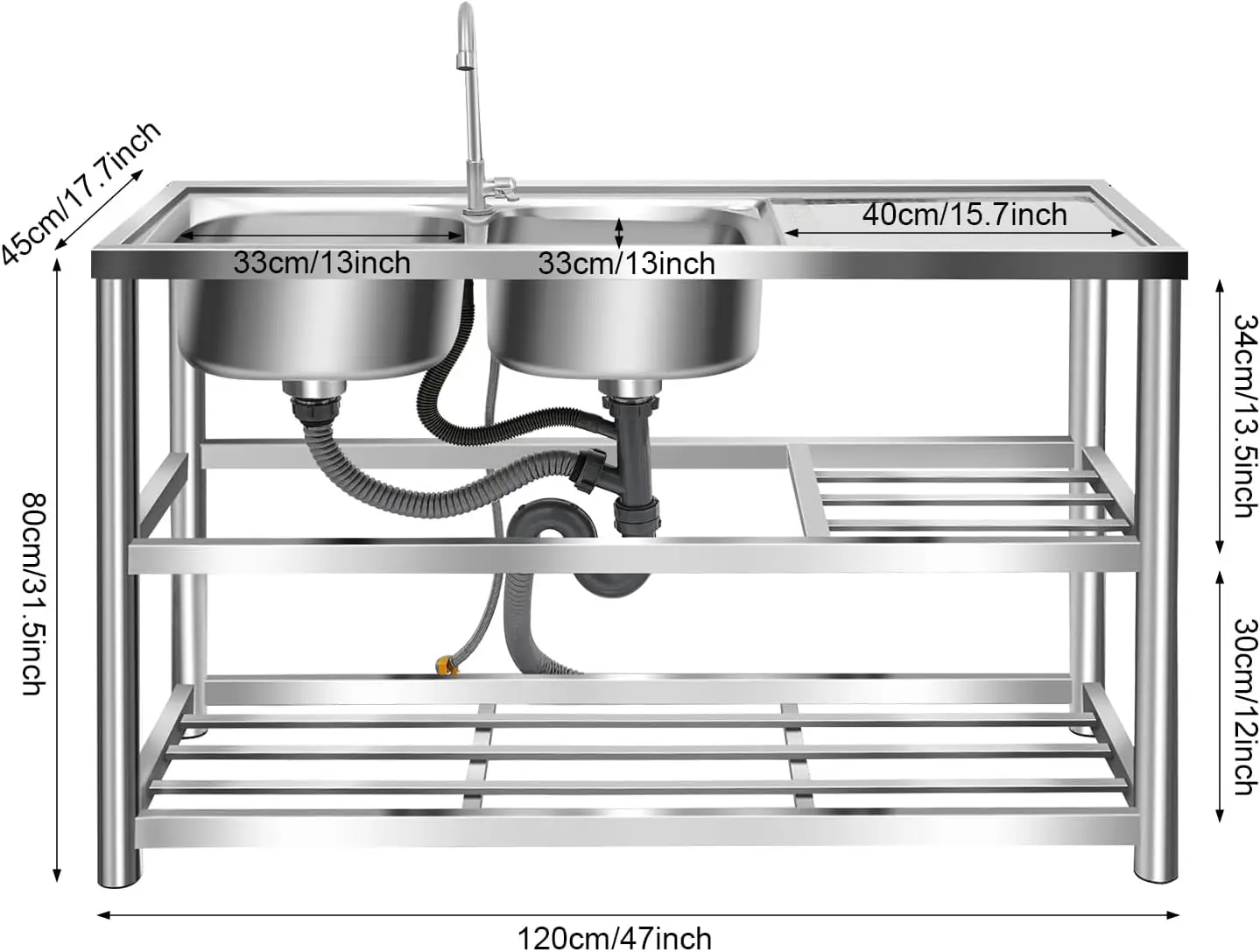 3 Tiers Freestanding Stainless - Commercial Kitchen Sink 评论和价格