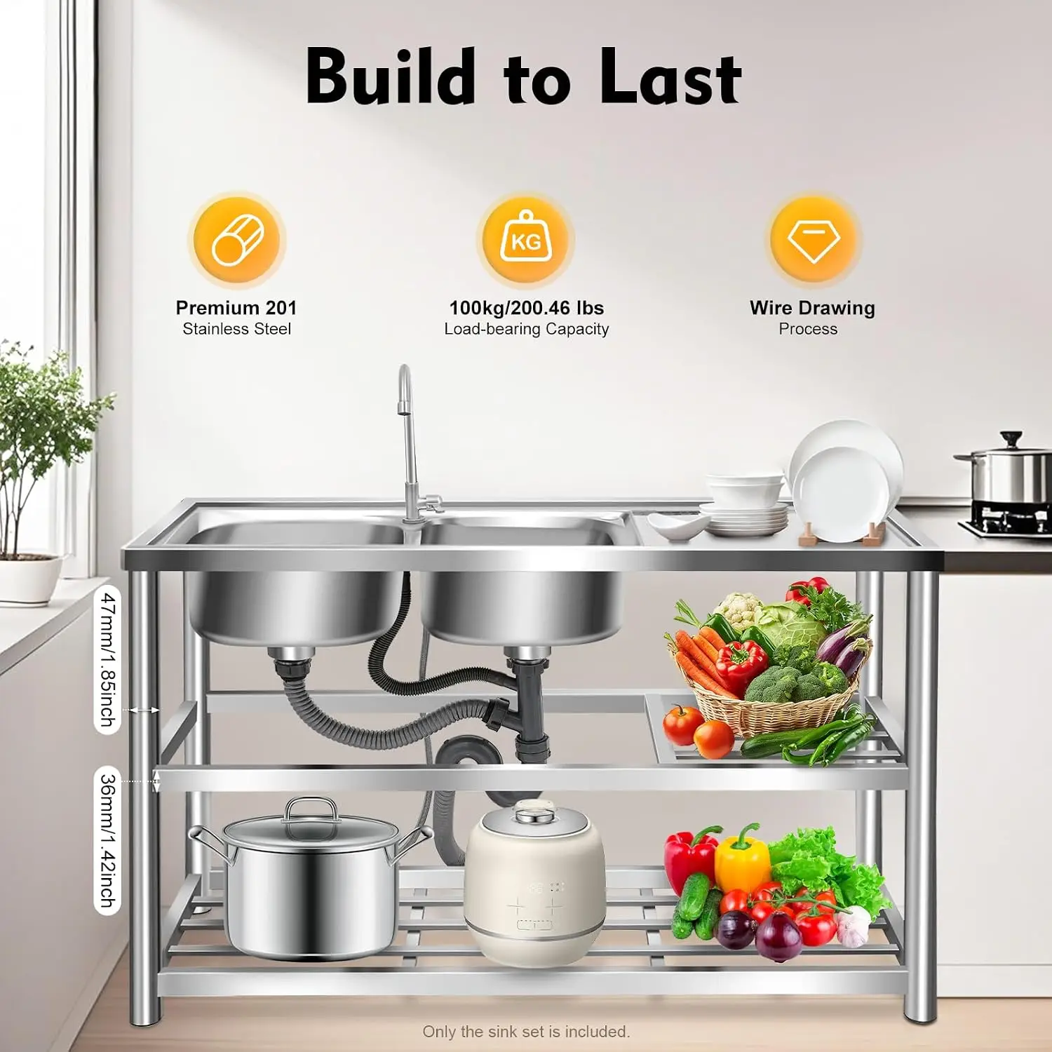 3 Tiers Freestanding Stainless - Commercial Kitchen Sink 评论和价格