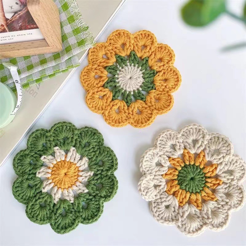 1PCS Woven Coasters Sunflower  - Commercial Kitchen Table 评论和价格