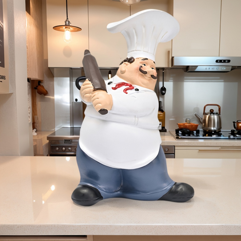 Mustache Chef-Chef Resin Statu - Commercial Kitchen Table 评论和价格